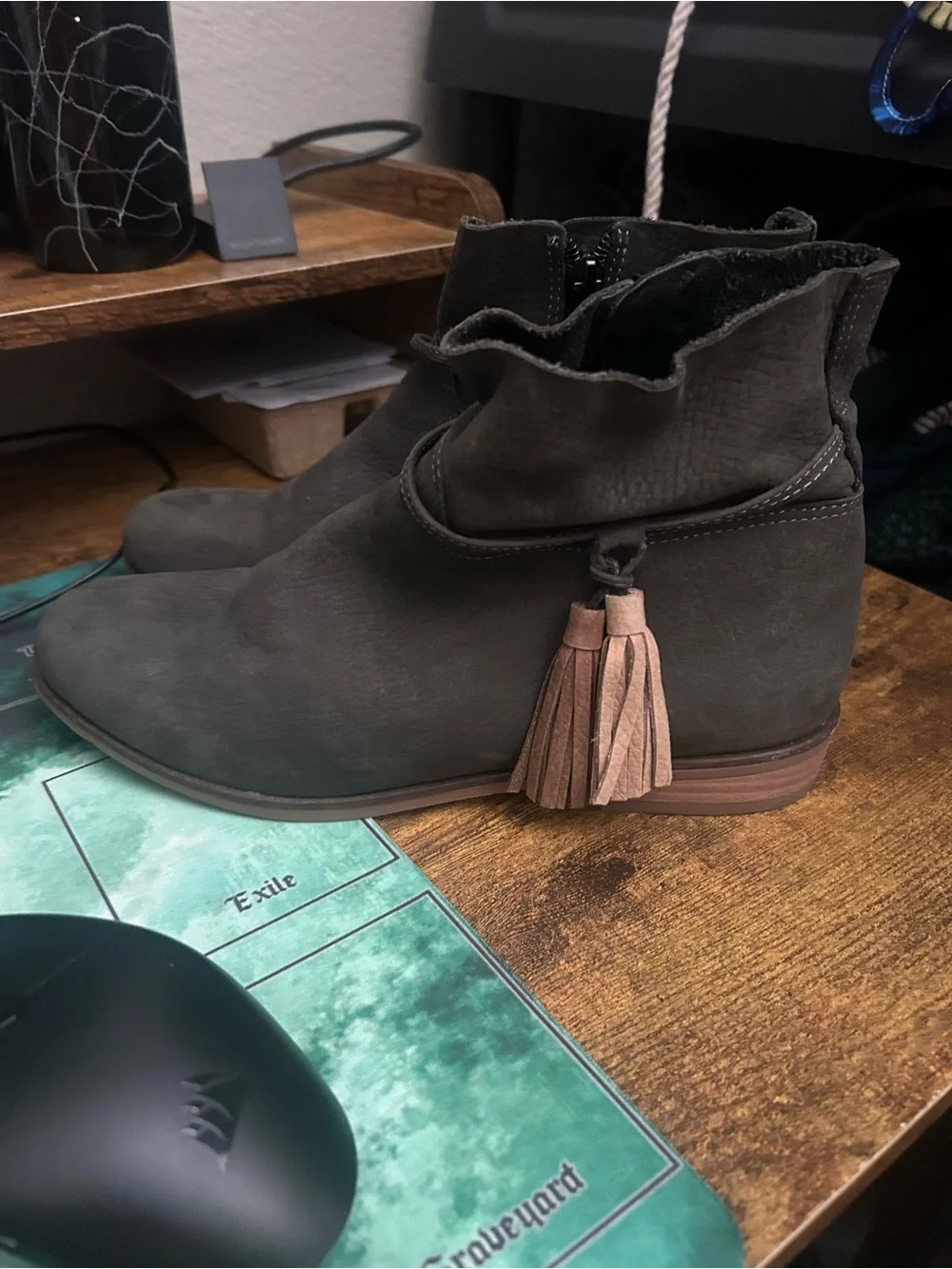 Lucky Brand Gray Suede Ankle Boots with Side Zipper women’s size 6